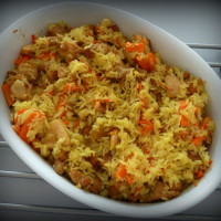 Afganská rýže s kuřecím masem a mrkví